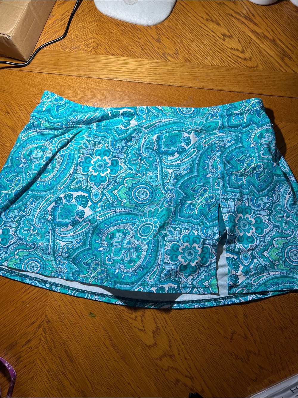 Bleu Rod Beattie Teal & White Paisley Swim Skort